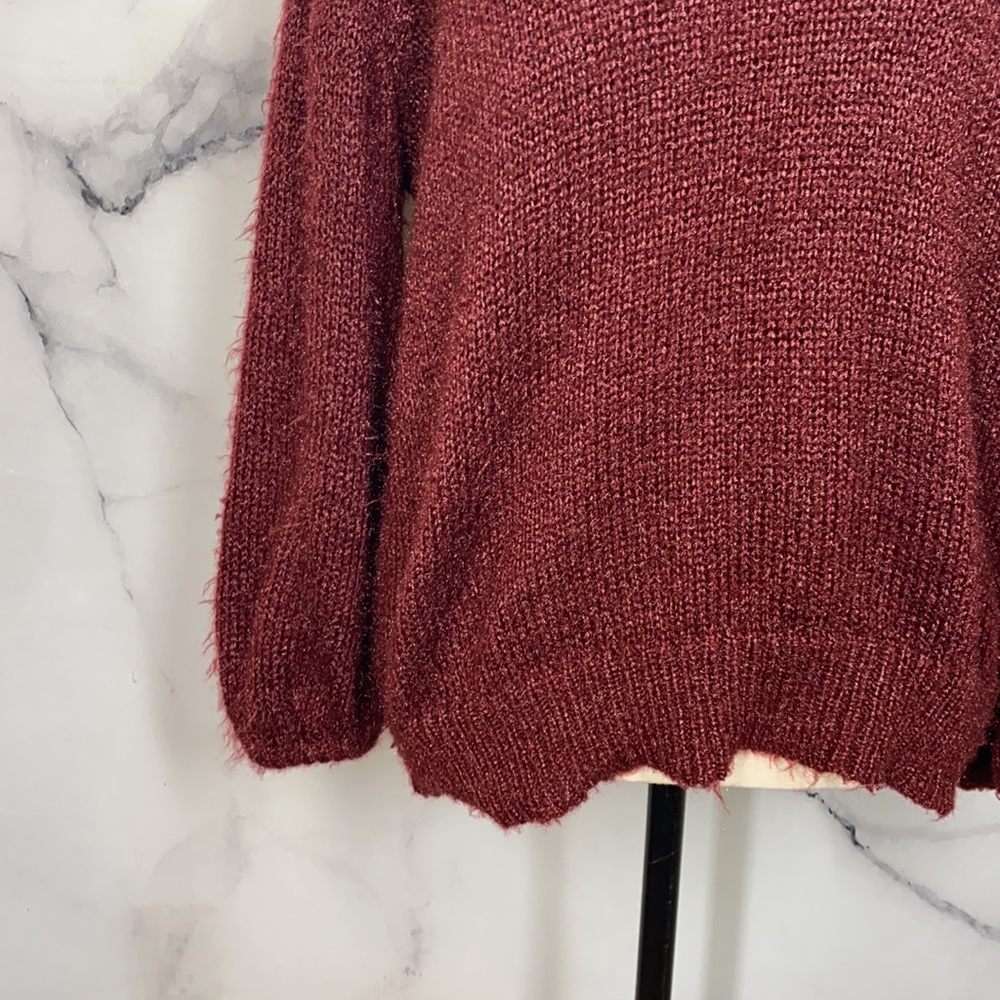 A NEW DAY red fuzzy balloon sleeve sweater Medium - Picture 3 of 7